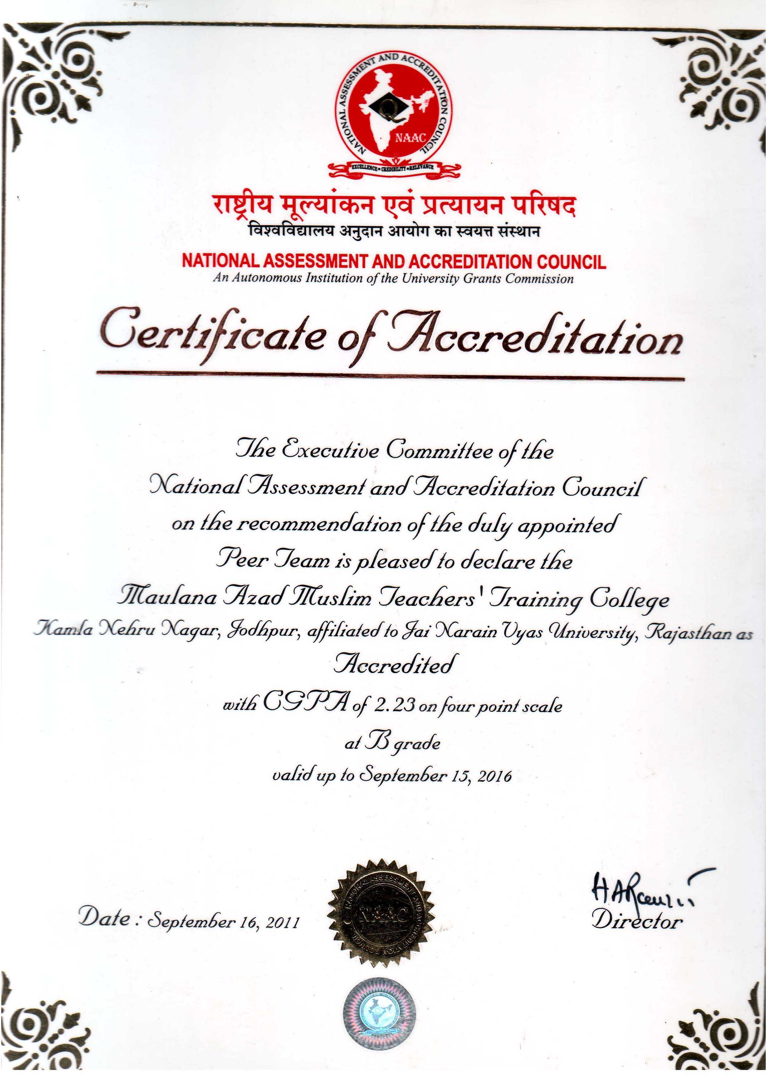NAAC Certificate