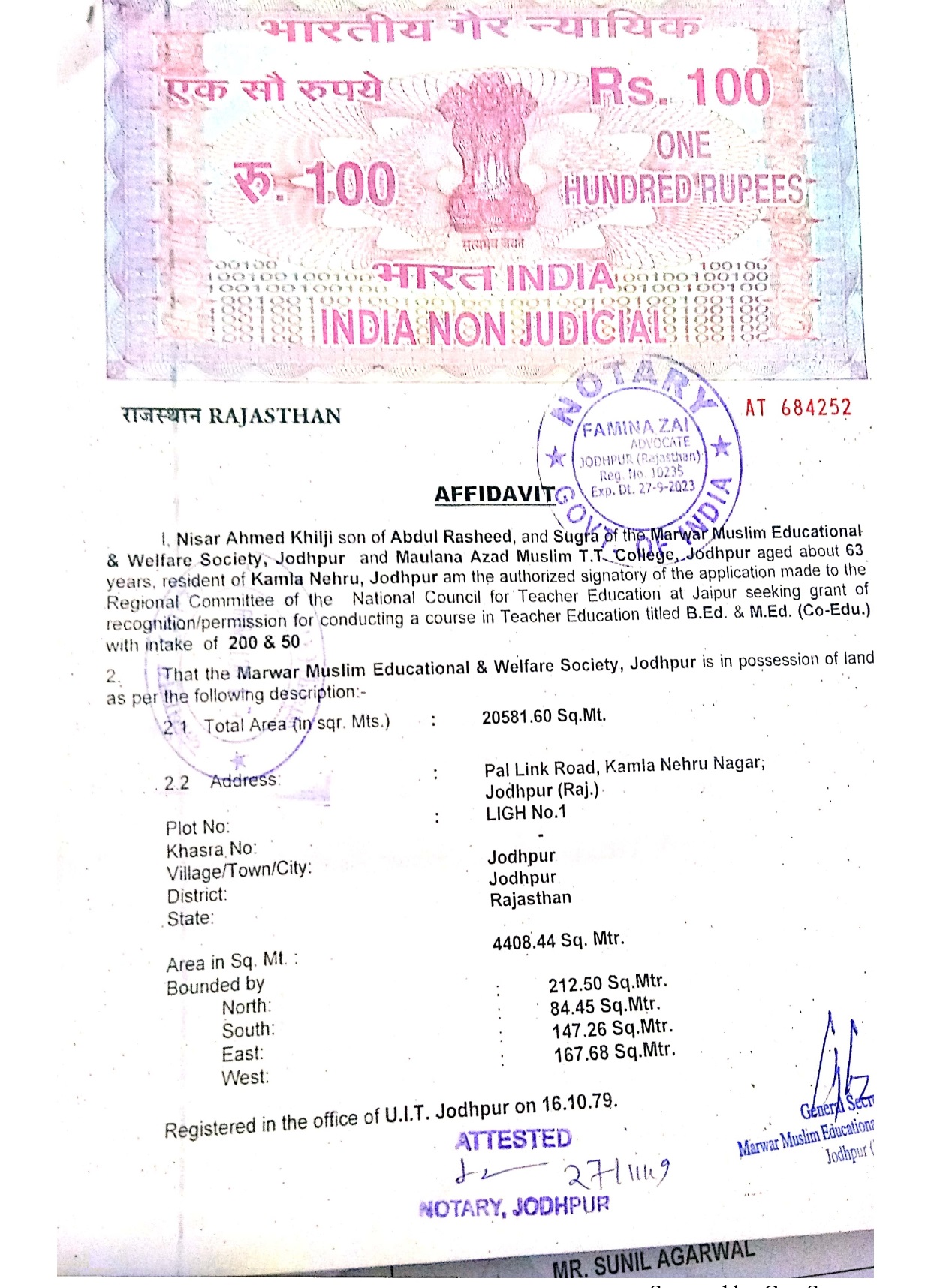 NCTE Affidavit Page 1
