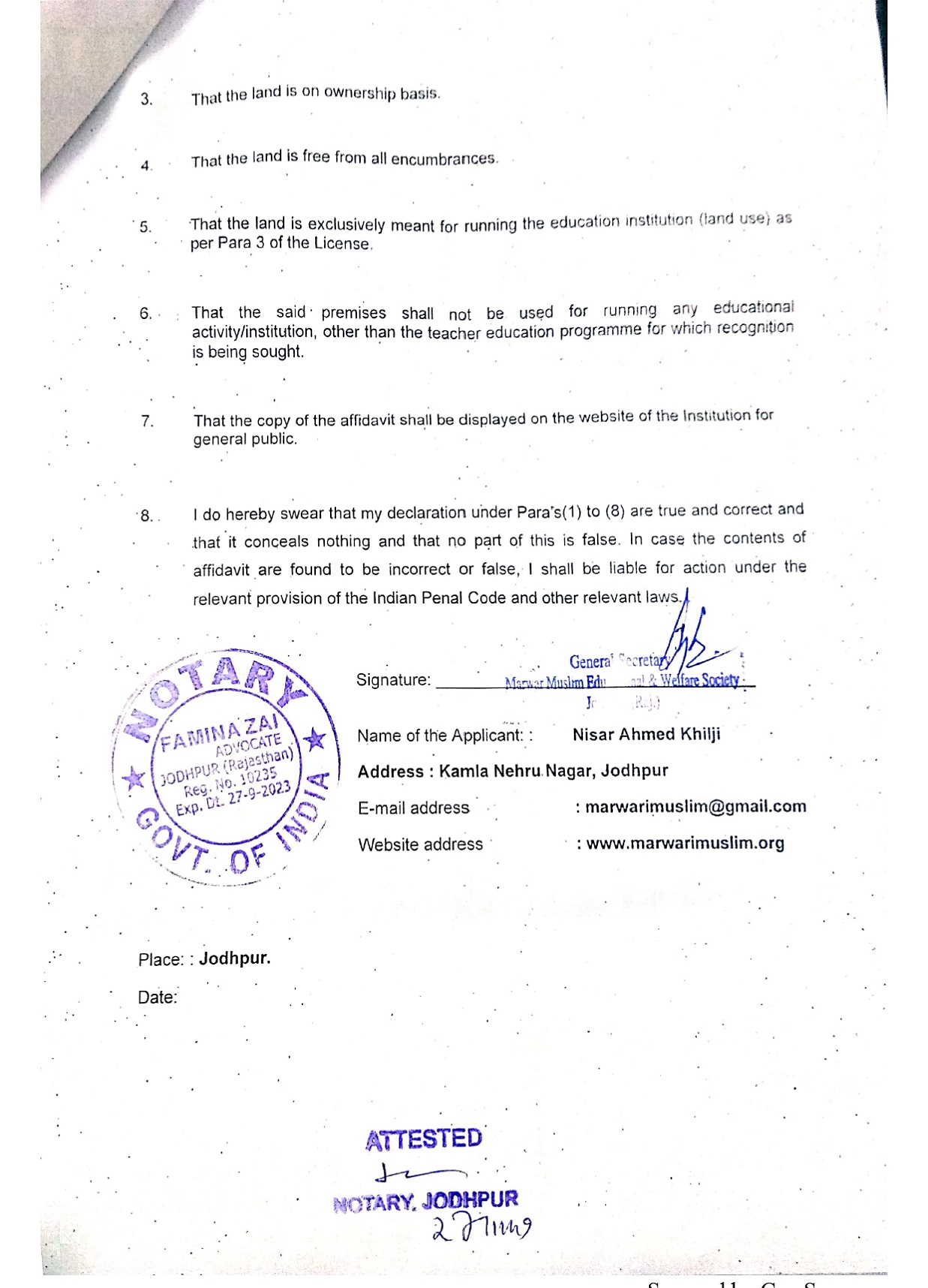 NCTE Affidavit Page 2