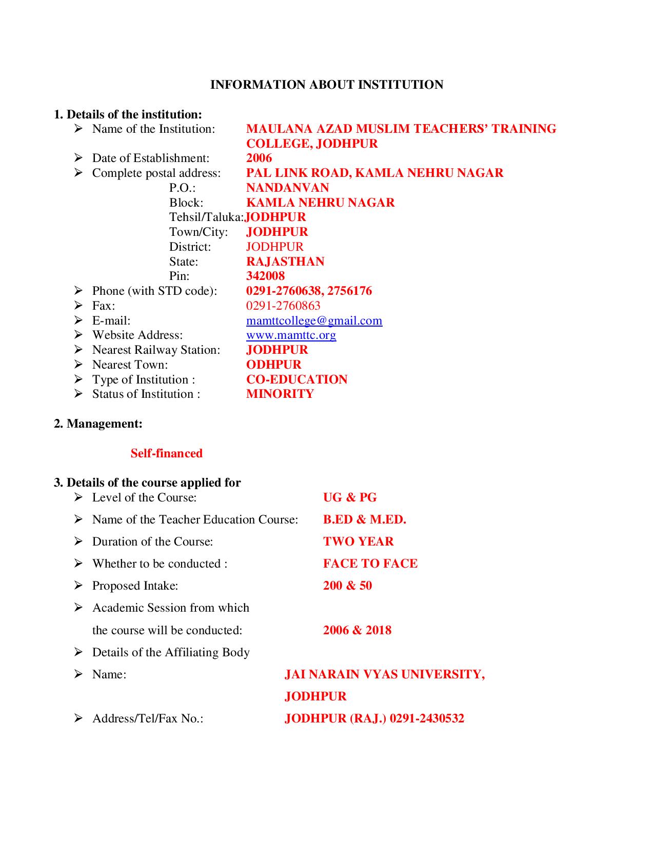 Mandatory Disclosure Page 1